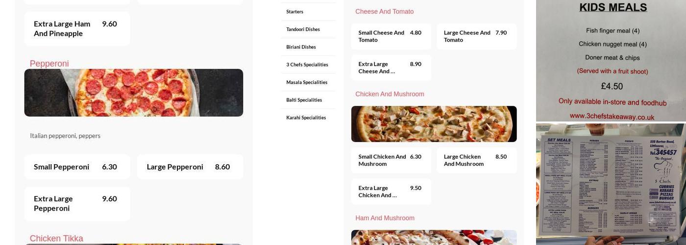 3 Chefs Takeaway Menu