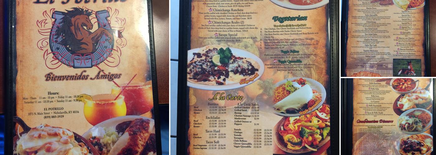 El Potrillo Mexican Grill Menu