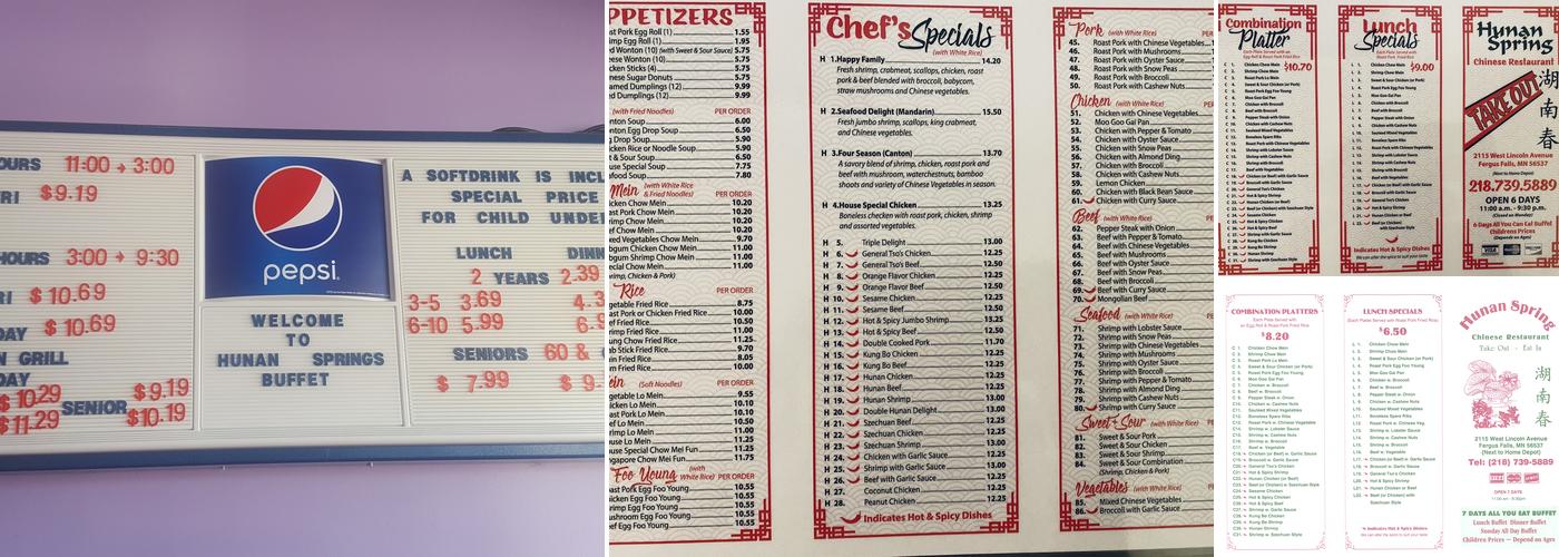 Hunan Spring Buffet Menu