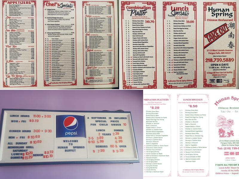 Hunan Spring Buffet Menu