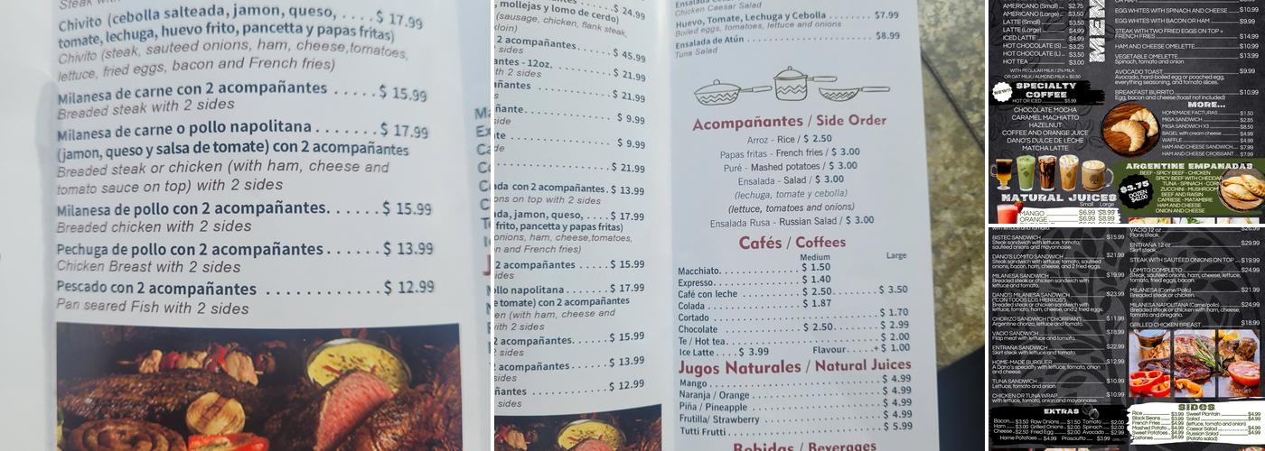 Dano's cafeteria Menu