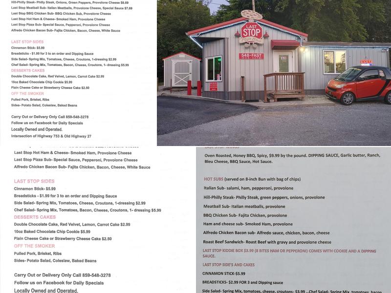 Last Stop Pizza Shop Menu