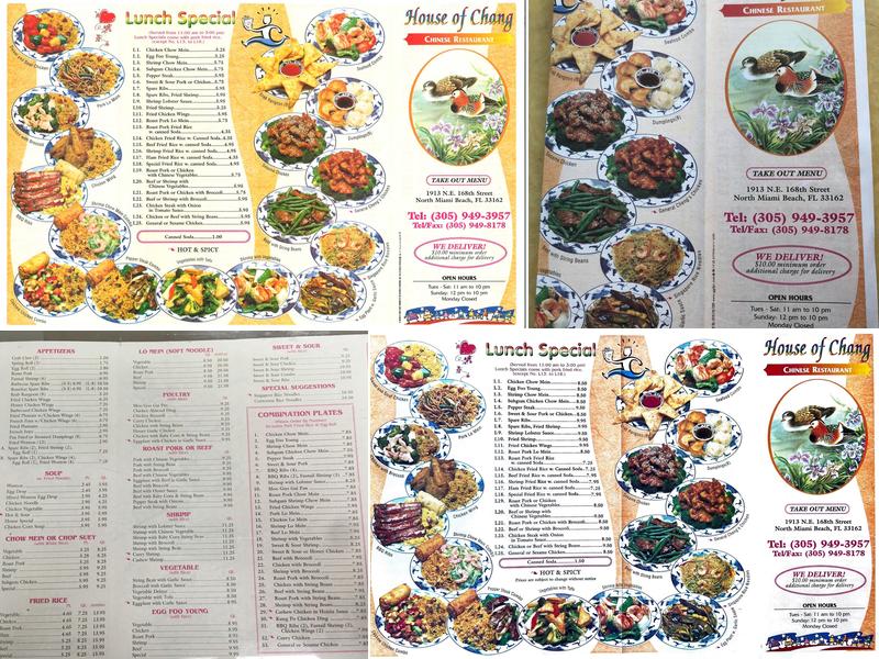 House Of Chang Take Out Menu