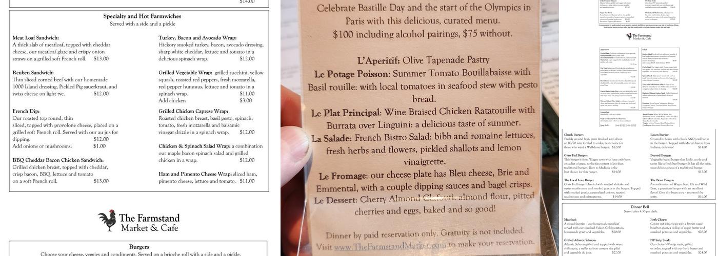 The Farmstand Market & Cafe Menu