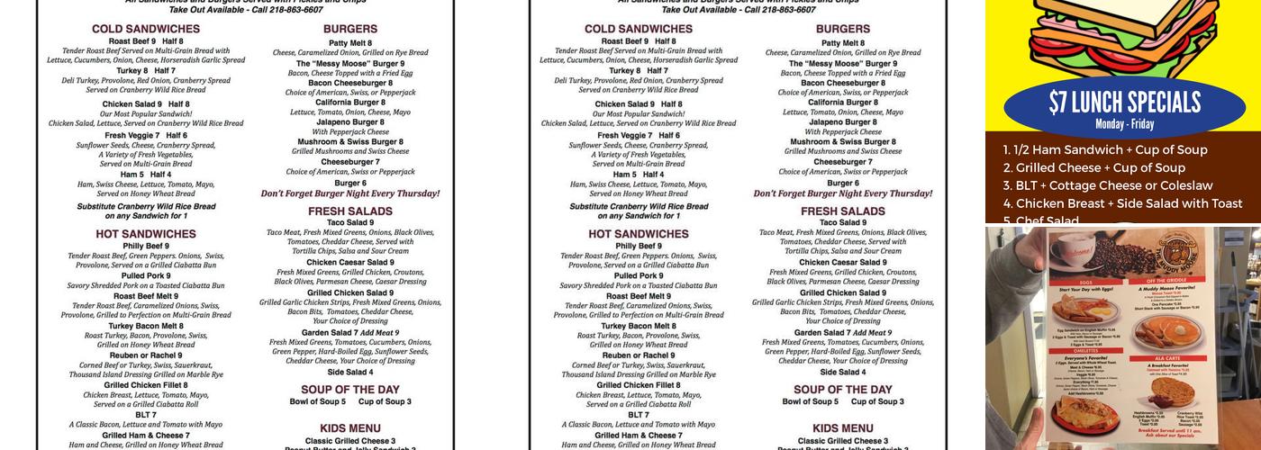 The Muddy Moose Menu