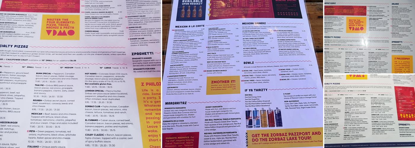 Zorbaz Menu