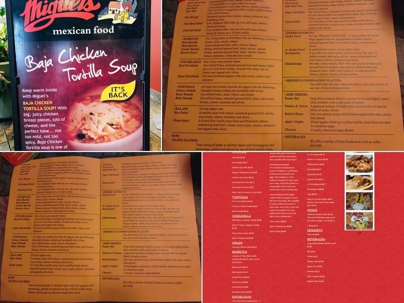 Miguel's Mexican Food Menu