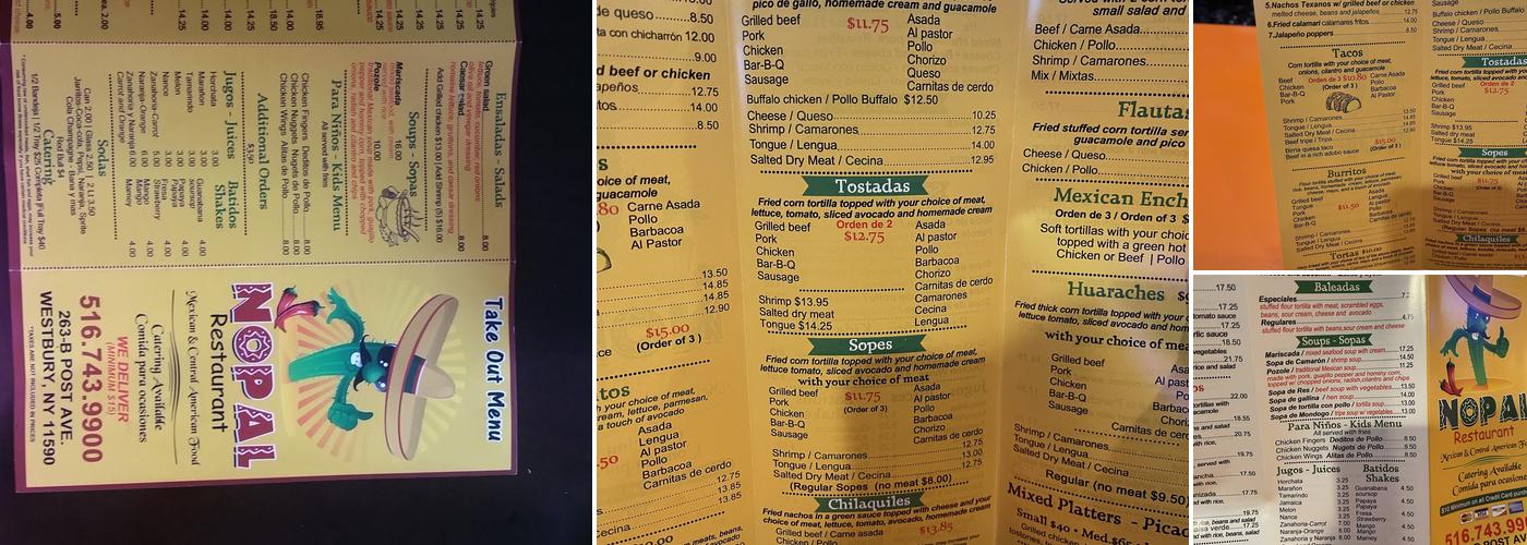 El Nopal Restaurant Menu