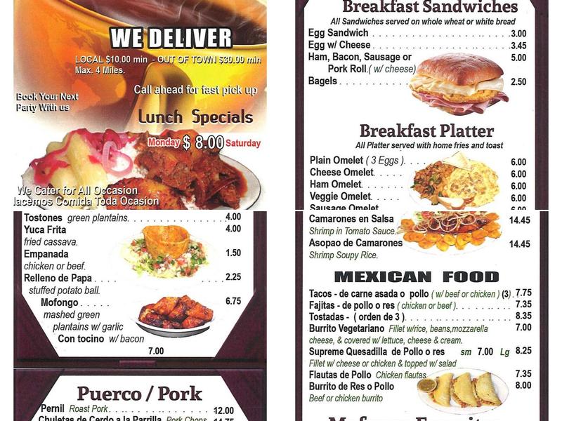 Caribbean Cafe Menu