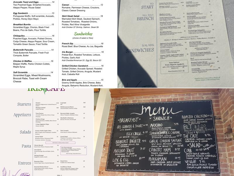 Iris Café Menu