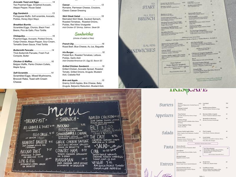 Iris Café Menu