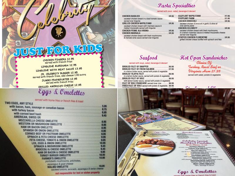 Celebrity Diner Menu