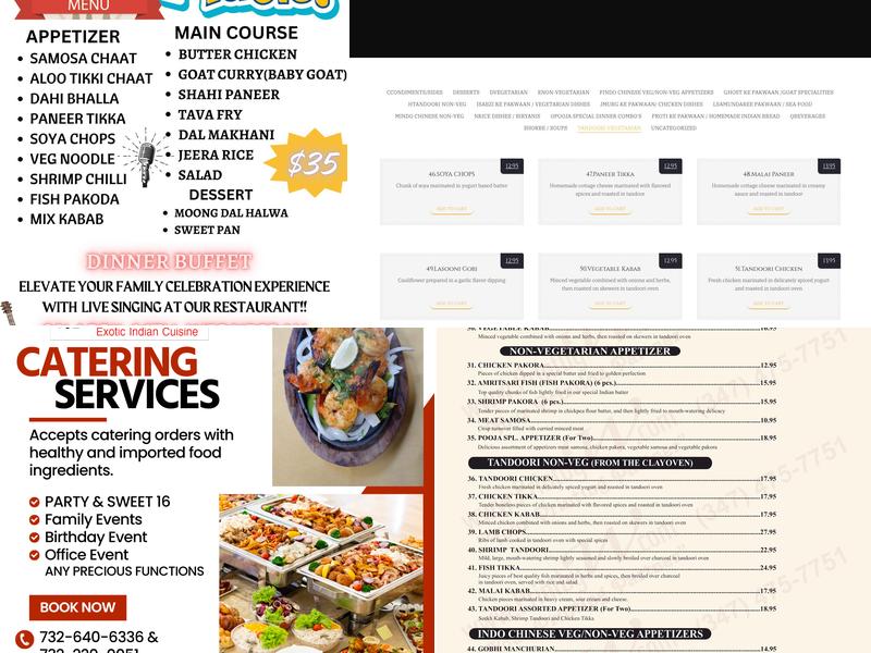 Pooja Exotic Indian Cuisine Menu