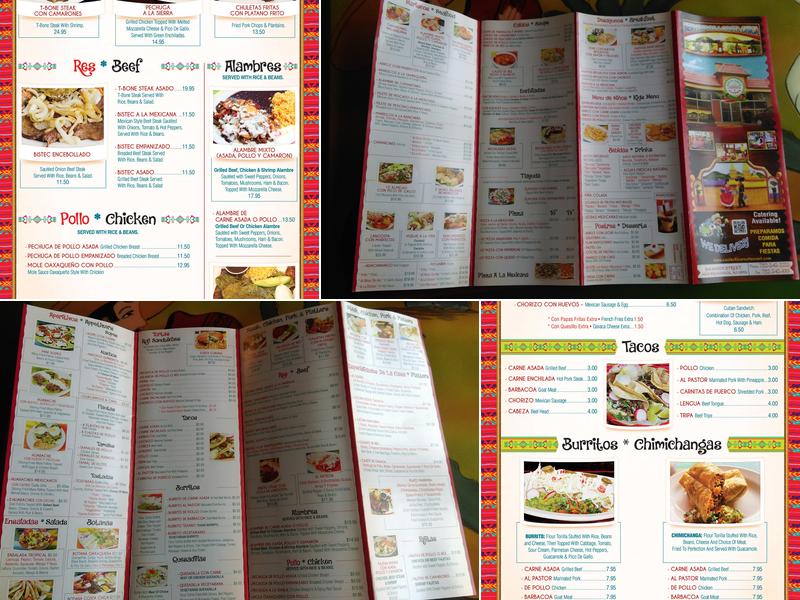 Costa Chica Mexican Restaurant & Pizzeria Menu