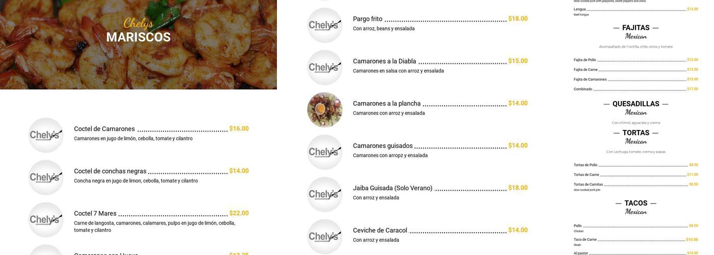 La Chalateca Restaurant Menu