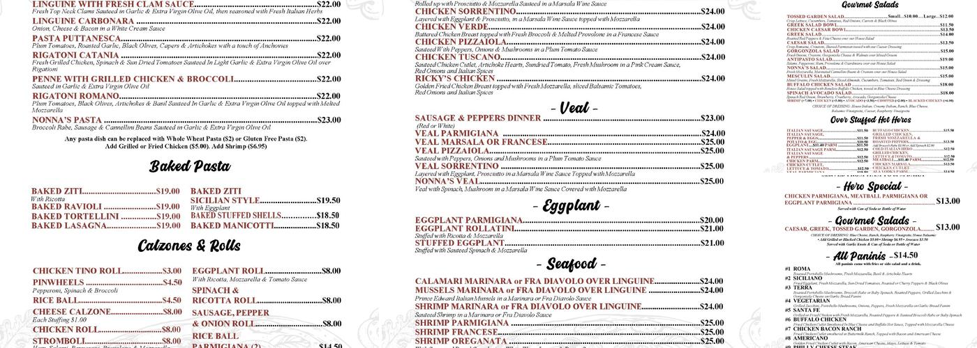 Nonna Bella's Menu