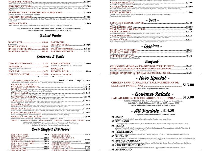 Nonna Bella's Menu