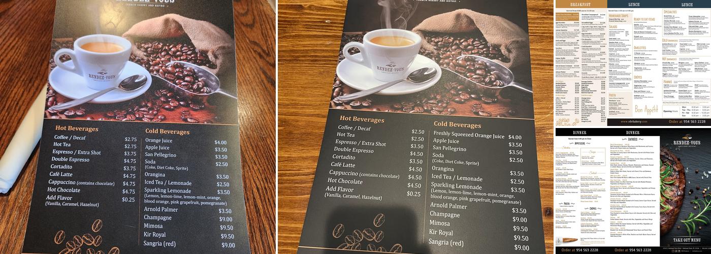 Rendez-Vous Bakery and Bistro Menu