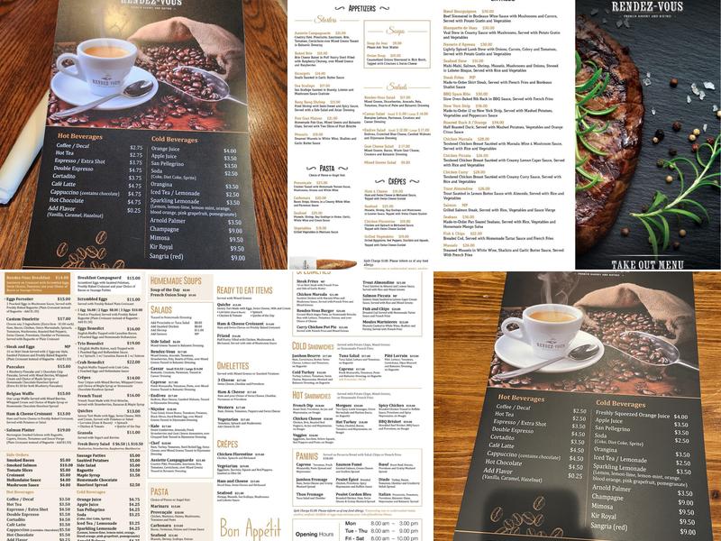 Rendez-Vous Bakery and Bistro Menu