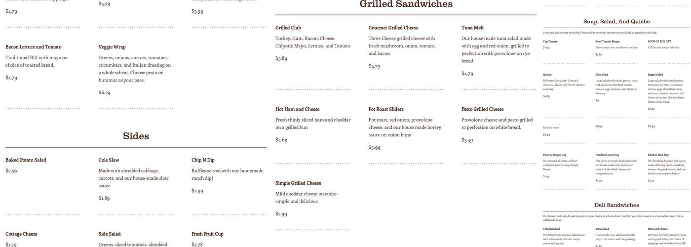 Kentucky Fudge Company Menu