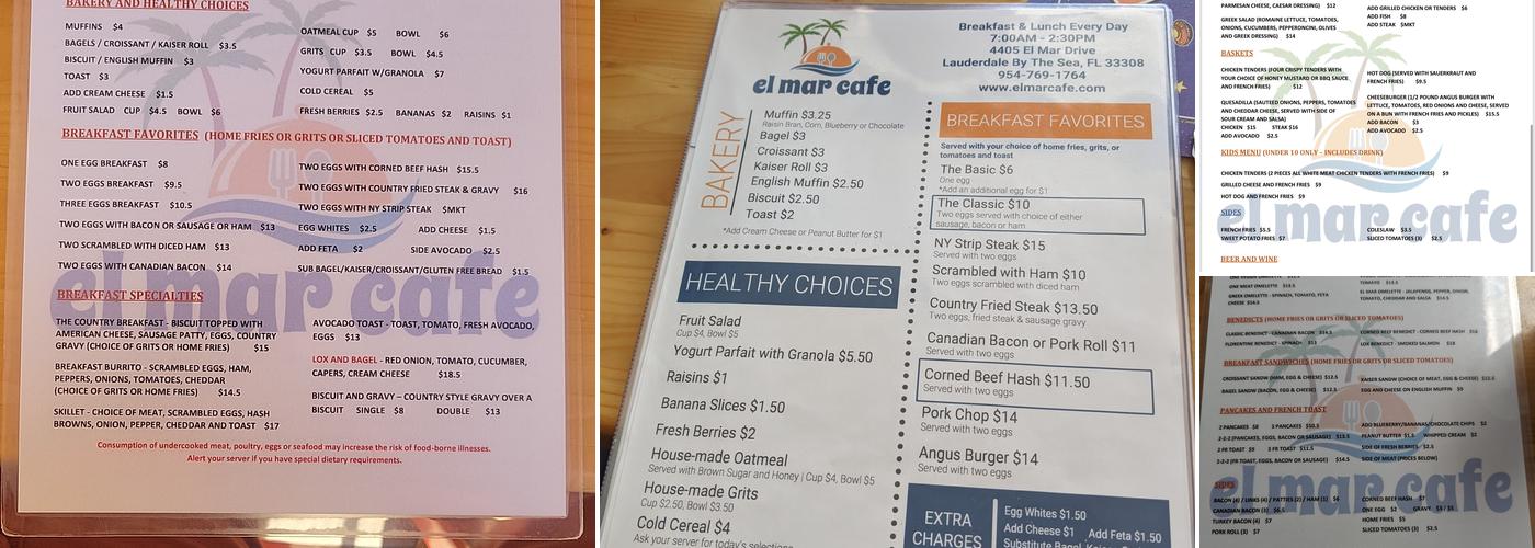 El Mar Cafe Menu