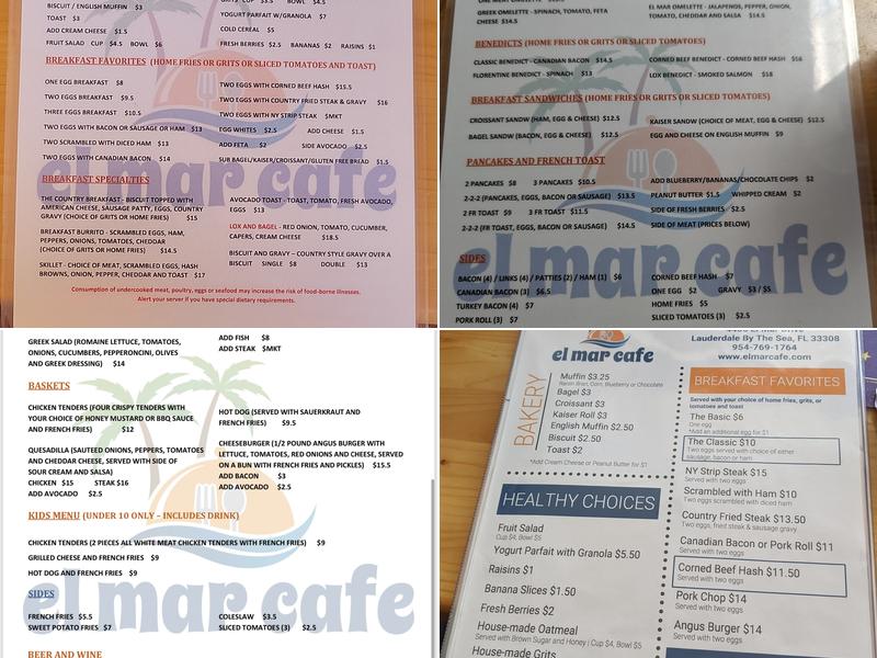 El Mar Cafe Menu