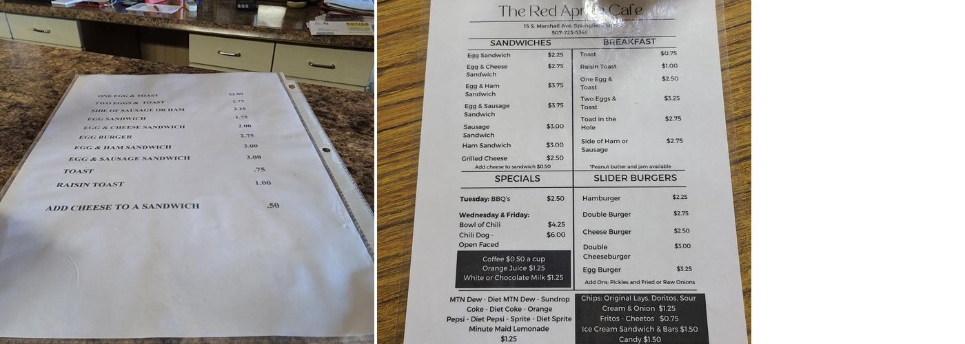 Fritz's Place Menu