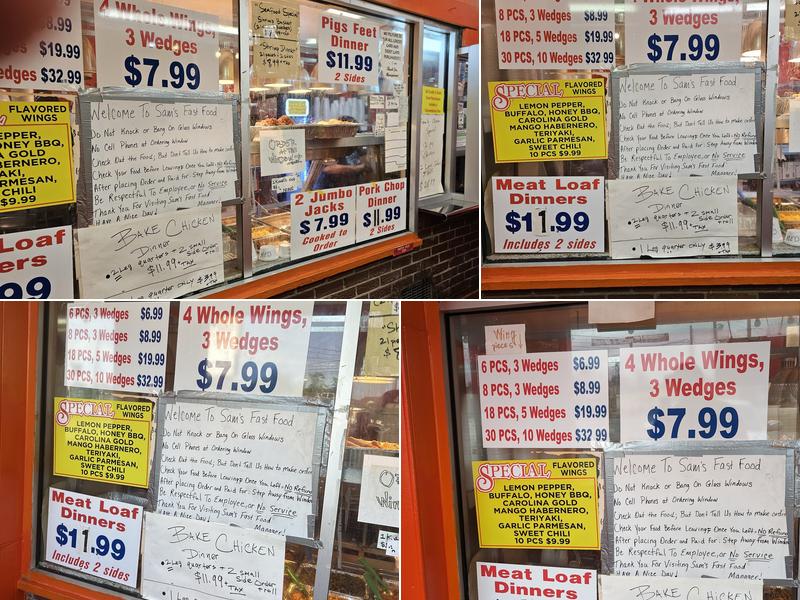 Sam's Fast Food Menu