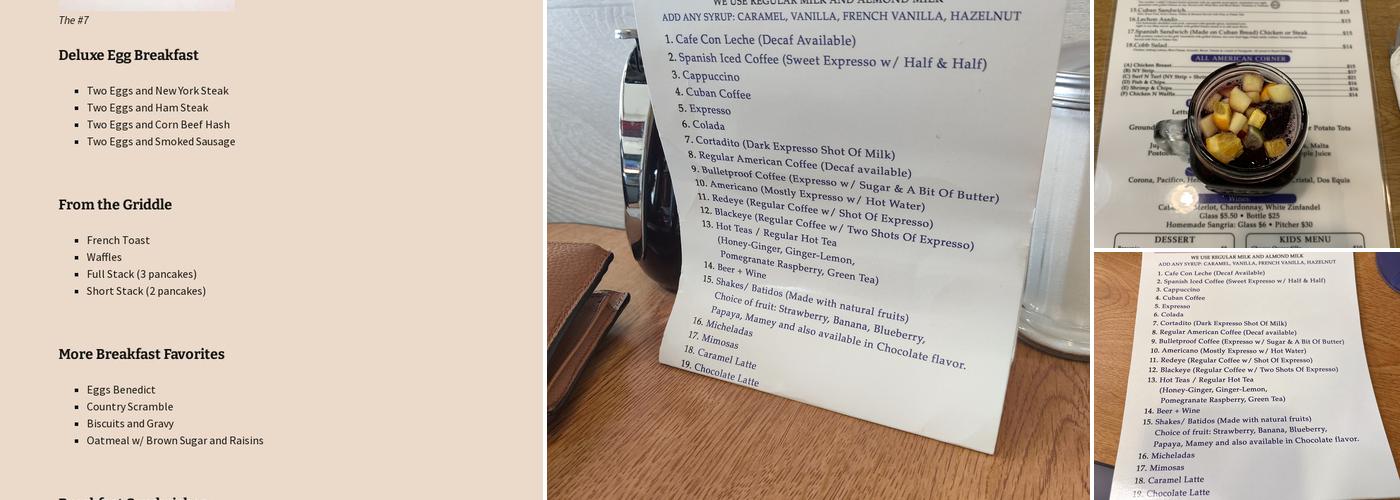 American Coffee Shop Menu