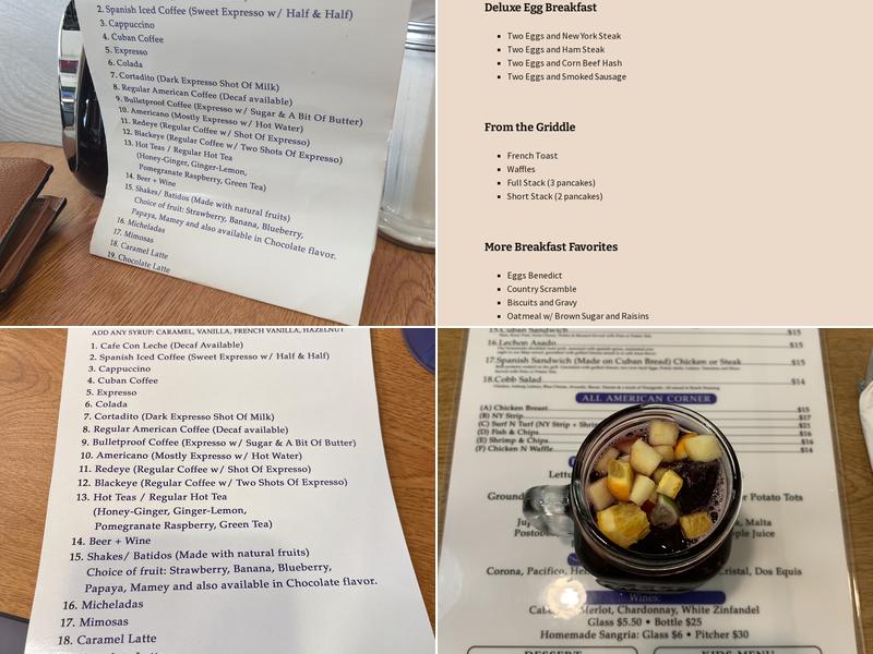 American Coffee Shop Menu