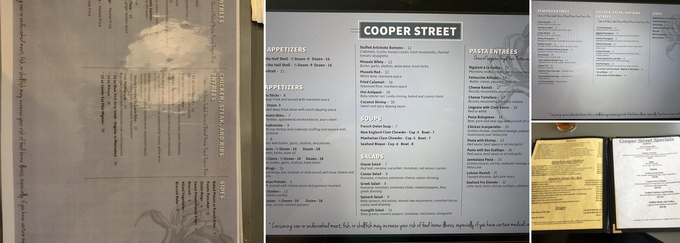 Cooper Street Grille Menu