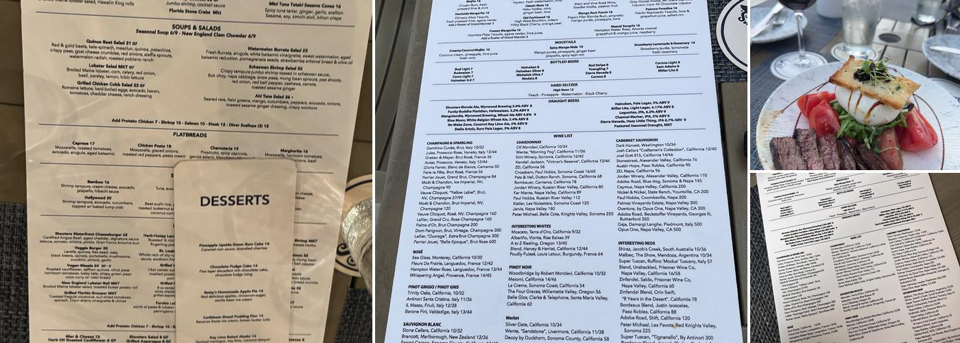 Shooters Waterfront Menu