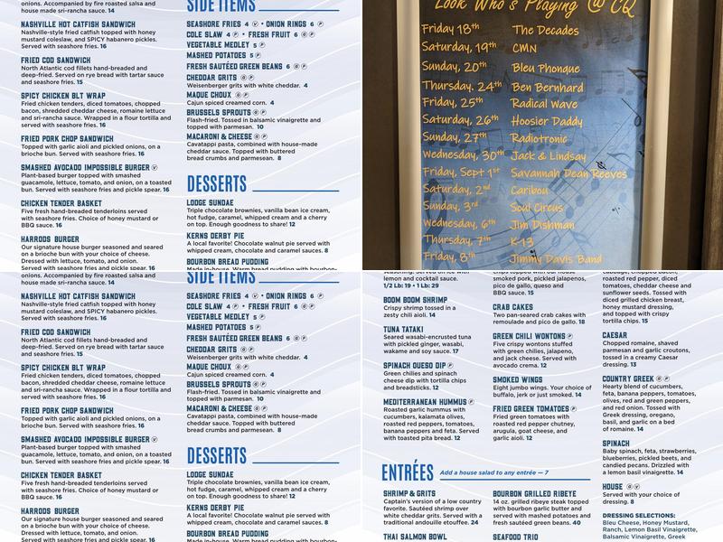 Captain's Quarters Riverside Grille Menu