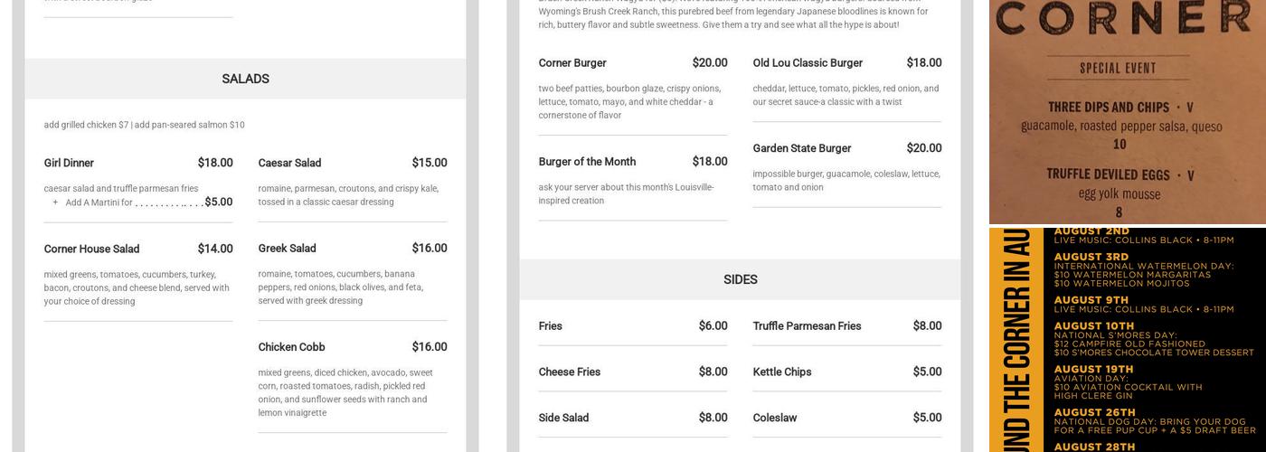 Corner Menu