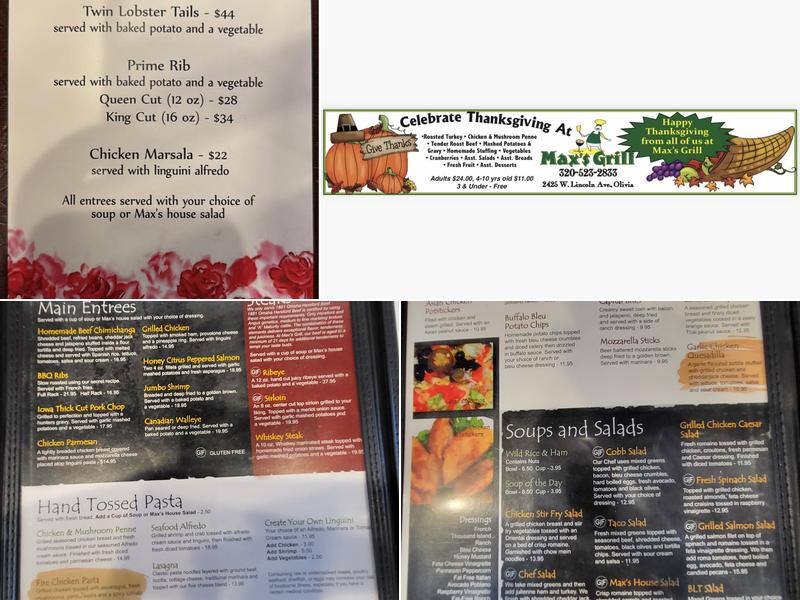 Max's Grill & Sheep Shedde Inn Menu