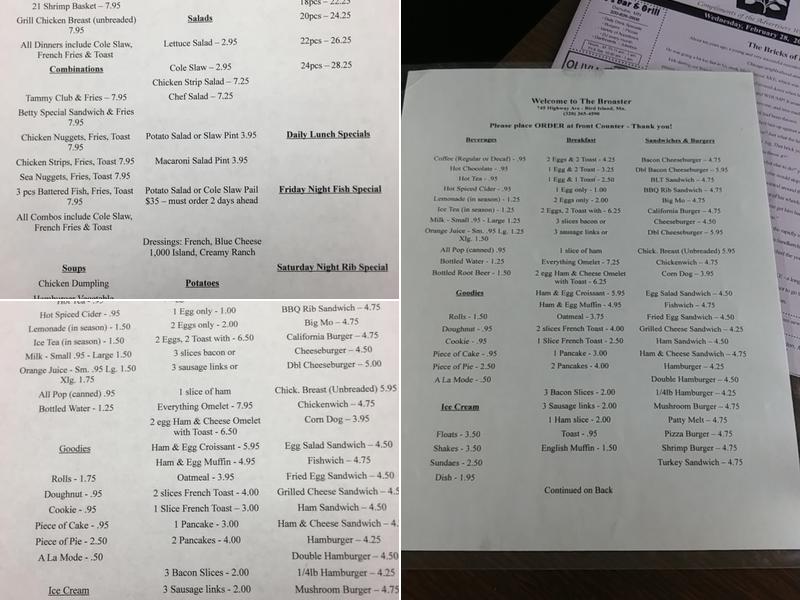 Broaster Menu