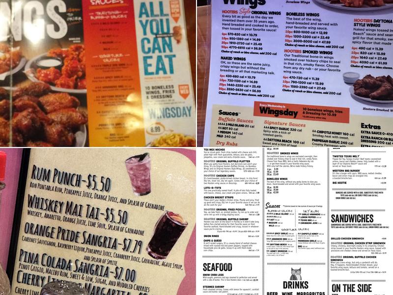 Hooters Menu