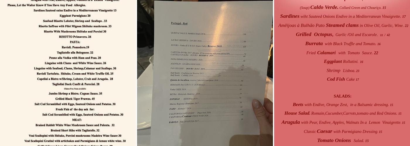 Bistro12 Menu