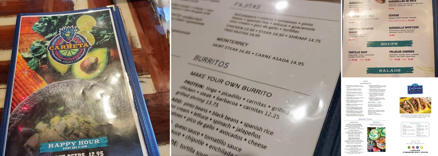 La Carreta Menu