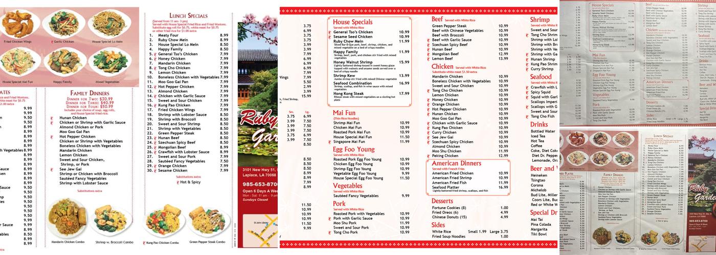 Ruby Garden Chinese Restaurant Menu