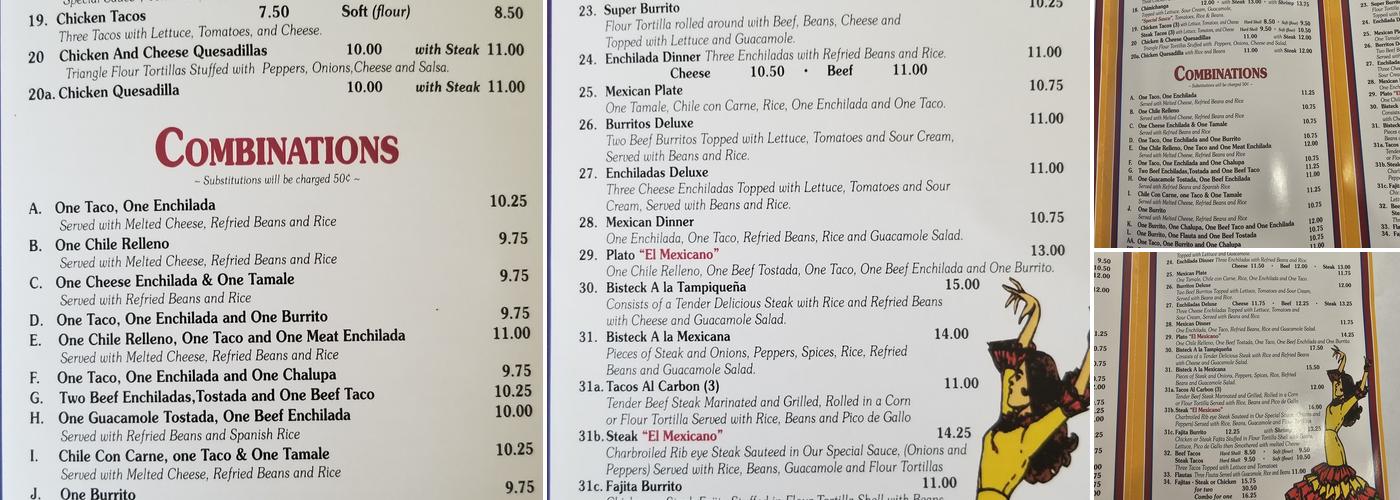 El Mexicano Menu