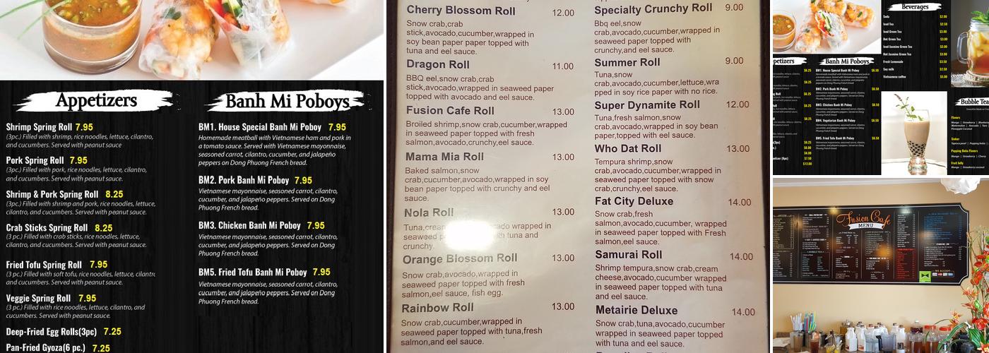 Fusion Cafe Menu