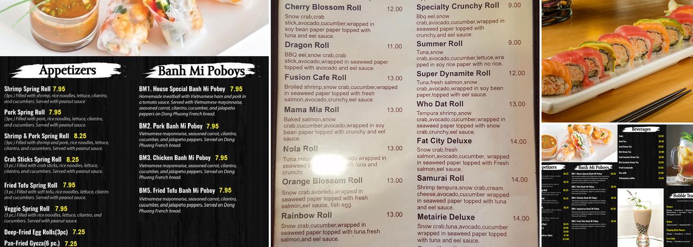 Fusion Cafe Menu