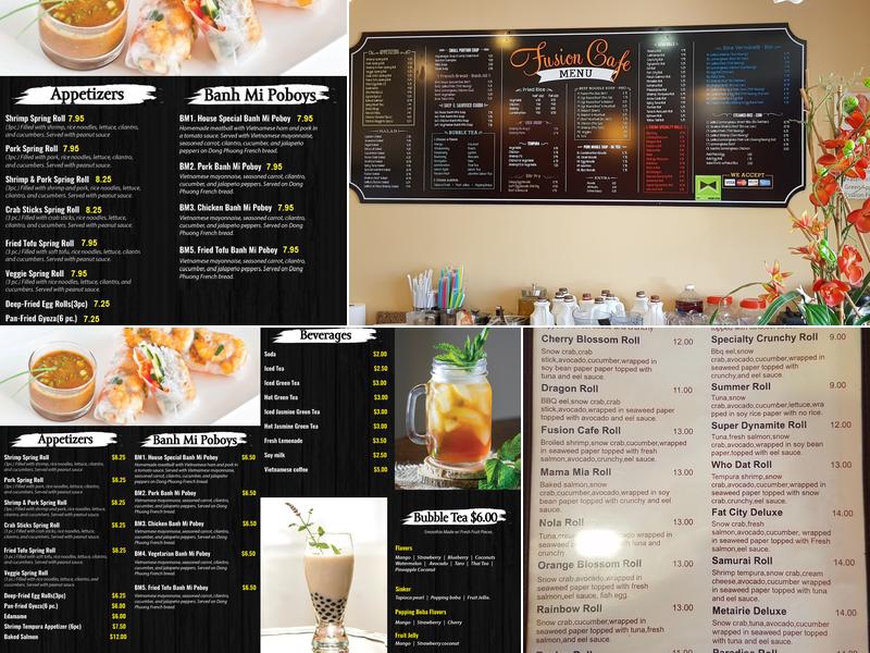 Fusion Cafe Menu