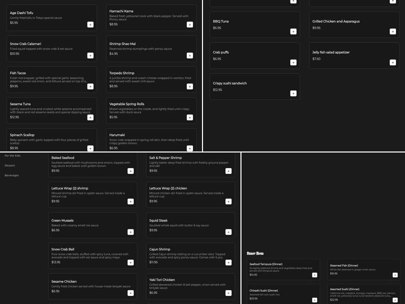 Taste of Tokyo Menu