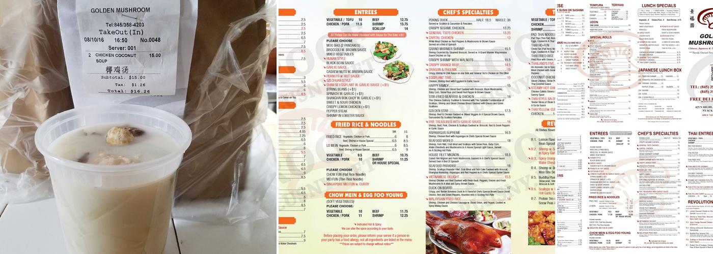 The Golden Mushroom Menu