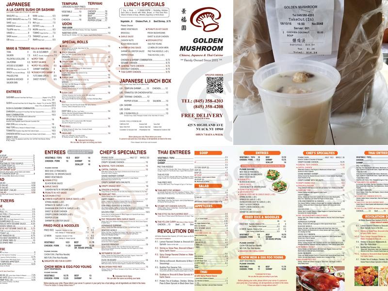 The Golden Mushroom Menu