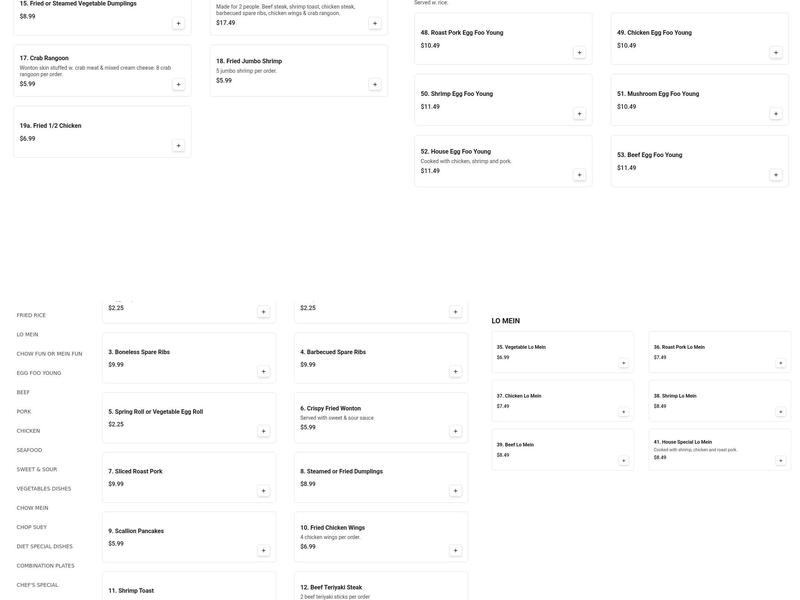 China King Menu
