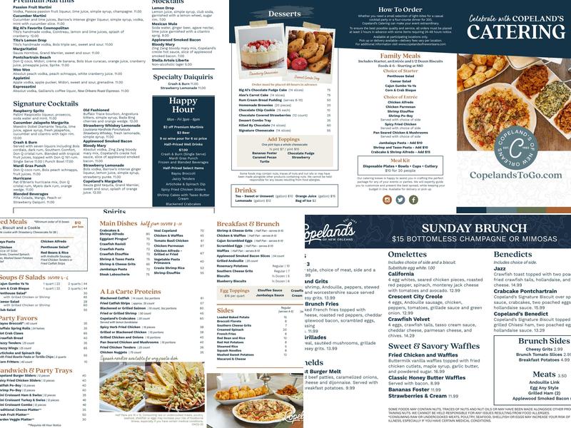 Copeland's of New Orleans Menu