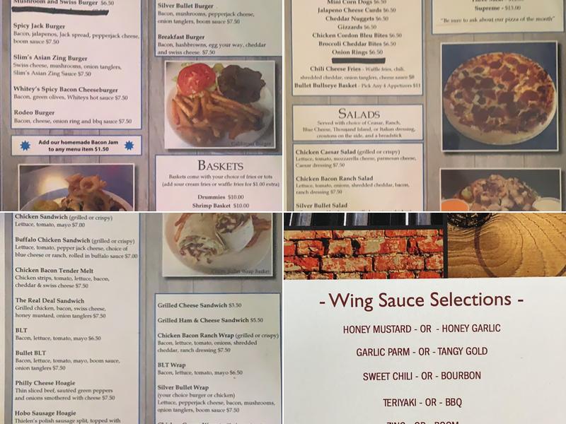 Silver Bullet Bar & Grill Menu